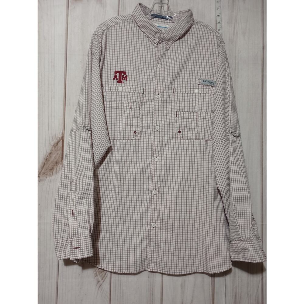 Texas A&M Aggies Shirt Mens 2XL Maroon White NCAA College Fishing Columbia PFG